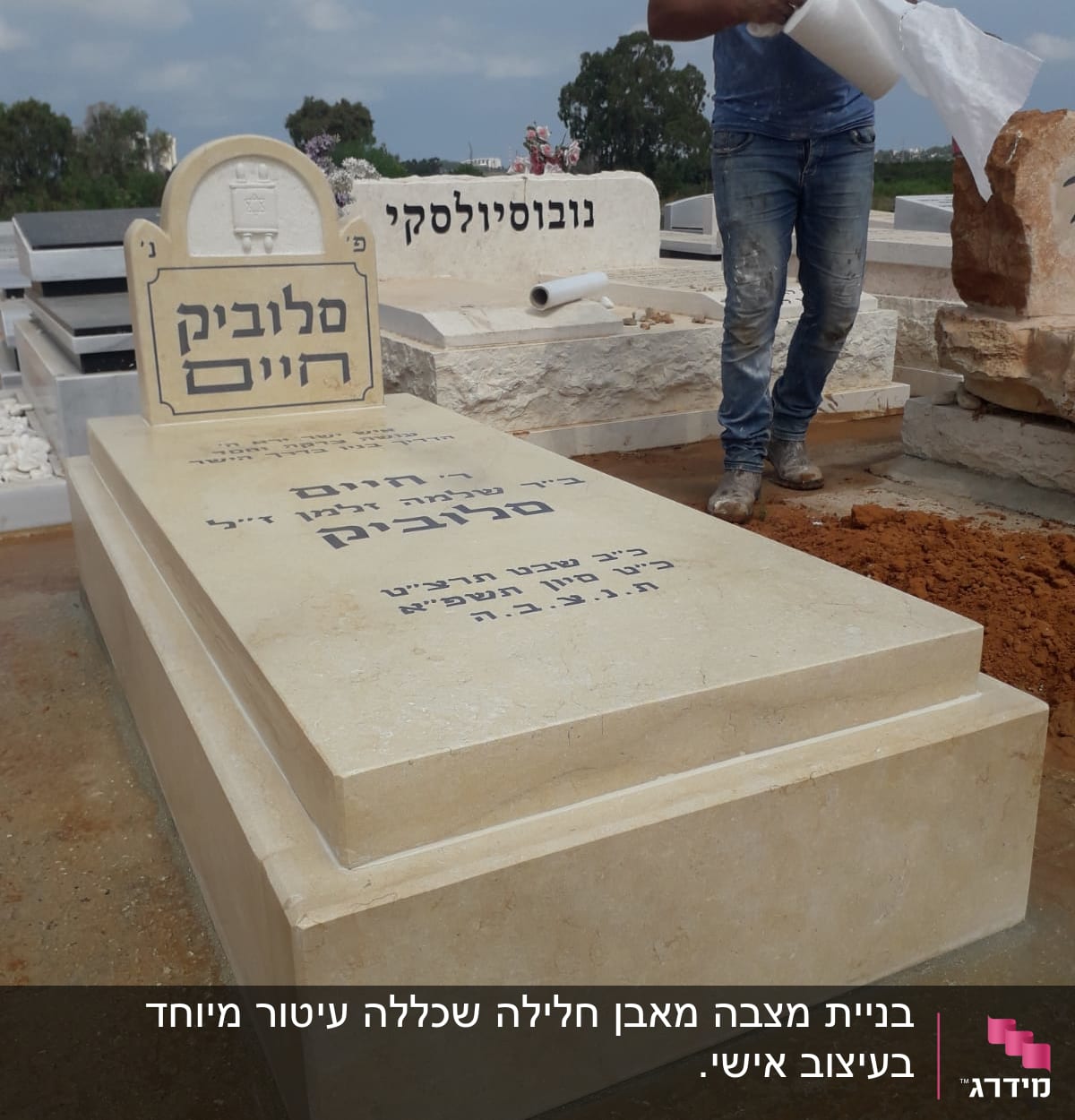 מצבות עם כיתוב בעברית בבית קברות